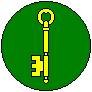 Vert, a key palewise wards to sinister base Or.