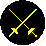 Sable, two rapiers in saltire Or.