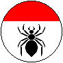 Argent, a spider tergiant sable a chief gules.